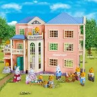ราคา บ้านกระต่ายสีชมพูส้ม บ้านตุ๊กตา บ้านหมี หลังใหญ่ Happy family กล่องใหญ่มาก พร้อมตุ๊กตาและเฟอร์นิเจอร์ครบครัน (28373163684)