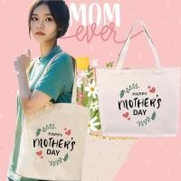 ราคา Mother's Day Canvas Bag Tote Bag กระเป๋าผ้าแคนวาสสะพายไหล่แบบลำลอง ความจุขนาดใหญ่ ใส่ของได้เยอะ (41258574470)