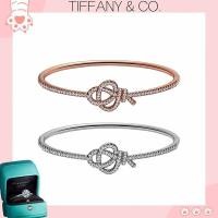 ราคา 100% S925 Silver Tiffany Jewelry พร้อมกล่อง ของขวัญประณีต สร้อยข้อมือบานพับประดับเพชร (57307452188)