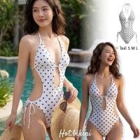 ราคา Hot.Bikini️ชุดว่ายน้ำ ชุดว่ายน้ำวันพีช ลายจุด ชุดว่ายน้ำแฟชั่น เว้าหลัง คอวีลึก สไตล์คอผูกด้านหลัง เทศกาลสงกรานต์ (41429505178)