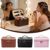 ราคา กระเป๋าแต่งหน้า CAMELLI, กระเป๋าใส่อุปกรณ์อาบน้ํากันน้ําความจุขนาดใหญ่, ที่แบ่งออกได้หนัง PU ทรงสี่เหลี่ยมกระเป๋าเก็บกล้องเดินทาง (55311233315)