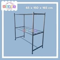 ราคา ราวตากผ้าเหล็ก 2 ชั้น 1.50เมตร(ไทยทำ) ราวตากผ้าสนาม เหล็ก ใช้กลางแจ้งได้ มีล้อลากเลื่อนไปมาได้สะดวก (46253223926)