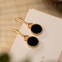 ราคา 925 เงินสเตอร์ลิง 18k วิธีโบราณทอง Hetian หยก Jasper กระจกรอบต่างหูต่างหูโบราณ Hollow มงคล Cloud ต่างหู (57109802235)