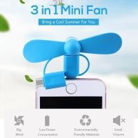 ราคา 3in1 PORTABLE USB MINI FAN สําหรับอุปกรณ์ ANDROID/IOS/TYPE-C (49059294583)
