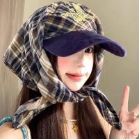ราคา หมวกเบสบอลผู้หญิงแบบญี่ปุ่น สีฟ้านางลายเช็กเกอร์ ออกแบบเฉพาะตัว สำหรับสวมในฤดูร้อน (53158851498)