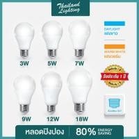 ราคา ชุด 1 หลอด หลอดไฟ LED ขั้วเกลียวE27 ขนาด 1W 3W 5W 7W 9W 12W 14W 18W แสงสีขาว แสงสีวอร์ม ไฟแอลอีดี Bulb ใช้งานไฟบ้าน 220V (1948536182)