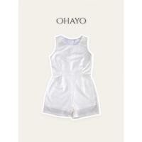 ราคา ชุดจั๊มกางเกงสีขาวแขนกุด ohayo#เสื้อผ้ามือสอง (12791340743)