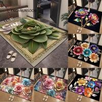 ราคา อังกฤษ พรมเช็ดเท้าประตู,สี่เหลี่ยมผืนผ้าพรมกันลื่นลายดอกไม้,ทนทานป้องกันการเปรอะเปื้อนทําความสะอาดง่ายพรมทางเข้าห้องน้ํา (55308438175)