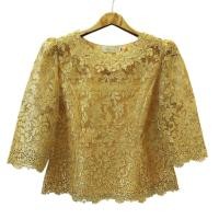 ราคา เสื้อลูกไม้ใยบวบ ฝรั่งเศส คอกลม ยกไหล่ แขนสามส่วน (41253504909)