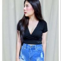 ราคา เสื้อครอปแขนสั้นไขว้หน้า (1433932148)