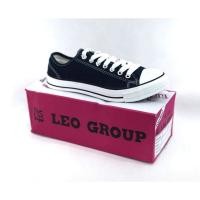ราคา รองเท้าผ้าใบผูกเชือกสีดำขาวแถบดำยี่ห้อLEO (4055588149)