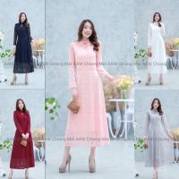 ราคา Fashion In My Life เสื้อผ้าแฟชั่น เดรสลูกไม้ยาว แนยาว ใส่ทำงาน งานบวช สวย สุภาพมาก มี 5 สี เทา แดง ขาว กรม โอรส (8224160744)