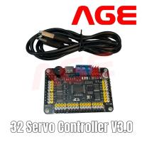 ราคา 32 Channel Robot Servo Control Board V3.0 Servo Motor Controller PS-2 Wireless Control USB/UART Connection Module (25402028305)