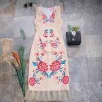 ราคา [มือ2] Dress ลายดอกไม้ สีครีม ยาว ป้าย ariza sizeS ผ้าเนื้อดี ใส่สบายมาก ไม่ร้อน (7836809071)