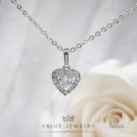 ราคา สร้อยคอพร้อมจี้ ฝังคริสตัลแท้ ลายหัวใจ ขนาดกลาง สร้อย สร้อยคอ เครื่องประดับ NK065 ValueJewelry (1851645153)