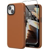 ราคา SURPHY Designed for Faux Leather iPhone 14 Case with Screen Protector (6.1 นิ้ว), ปุ่มโลหะ & Microfiber Lining Leather Phone Case for 14, สีน้ําตาล (29844944121)