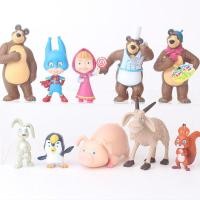 ราคา 10 ชิ้น/เซ็ต 3-7 ซม.รัสเซียเด็กแฟนตาซีภาพเคลื่อนไหว Masha & Bear กระรอกหมูกระต่าย Penguin Goat รุ่น Q PVC ตัวเลขการกระทําตุ๊กตาของเล่น (46708669137)