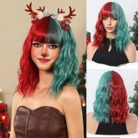 ราคา วิกผมคริสต์มาส วิกผมสั้นหยิกบ๊อบ วิกผมสําหรับผู้หญิง สีแดงและสีเขียวคู่สีปาร์ตี้จําลองปล่อย วิกผมทั้ง (27818613358)