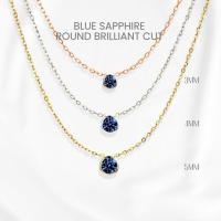 ราคา สร้อยคอไพลินแท้ (Blue Sapphire) กลมฝังหุ้มคลาสสิก เงินแท้ 925 ชุบทองคำขาว/ทอง /โรสโกลด์ จี้พลอย GEORGE Jewelry (44655008712)
