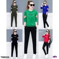 ราคา G6526 Set 2 ชิ้น เสื้อแขนยาว สกรีนลายดอก+กางเกงขายาว (3308471750)
