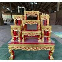 ราคา โต๊ะหมู่บูชาหมู่ 7 หน้า 8 งานร่องสีแกะสลักปิดทองลายดอก ลายพิกุล งานไม้สน ระบุสีในกล่องข้อความ (24984860596)