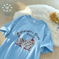 ราคา เสื้อยืดเด็กพิมพ์ลายการ์ตูนแมวสีขาวลายจุดใส่หมวกส้ม นุ่มไม่ยับ สไตล์เกาหลี แฟชั่นฤดูร้อน คอกลมสีพื้น Tshirt-Jai Fai (57411665187)