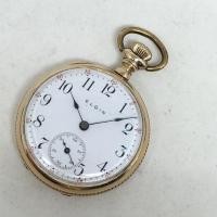 ราคา นาฬิกามือสอง ของแท้ นาฬิกาพก pocket watch 1950 ELGIN original USA ขนาดตัวเรือน 35 mm หน้าปัดขาวเคลือบกระเบื้องเลขอารบิค (3844634993)