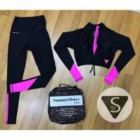 ราคา ชุดดำน้ำกันยูวี/ชุดว่ายน้ำกันยูวี เสื้อครอปซิปหน้า + กางเกงขายาวเอวสูง (เก็บหน้าท้อง) by SummerSister (716450220)