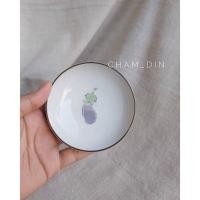 ราคา สินค้ามือสอง ถ้วยซอสเซรามิคเคลือบสีขาว พิมพ์ลายมะเขือม่วง (8963677048)