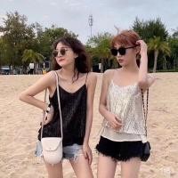 ราคา เสื้อสายเดี่ยวเส้นสปาเก็ตตี้ปักเลื่อม (2141617277)