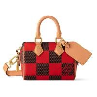 ราคา LV / Louis Vuitton 24 ผู้ชายใหม่สีแดงน้ำตาลผสมสีกริดผ้าใบซิปเปิดปิดกระเป๋าถือ (29834112985)
