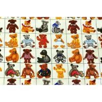 ราคา [SALE] 45x55 ซม. ผ้าเมตร ผ้าคอตตอน ผ้าฝ้ายแท้ 100% ลายตุ๊กตาหมีน้อยน่ารัก Teddy bear บนพื้นสีเหลืองครีม [PFQ192] (1942577483)