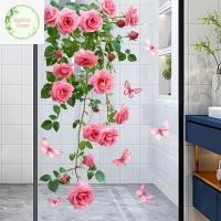 ราคา BigBabyHouse 1PC ดอกไม้ Vine หน้าต่าง Decal น่ารักสีชมพู Rose ผีเสื้อที่ถอดออกได้ Self กาว Stier สําหรับห้องนั่งเล่นกระจก TH (40830711334)