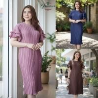 ราคา ใหม่.เดรสพลีทแขนระบาย2 ชั้น(สีดำเข้าเพิ่มแล้วค่ะ) เป็นผ้าพลีทไฮเกรด อก 34 - 52 นิ้ว ใส่สวย (44072789569)