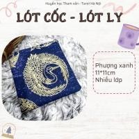 ราคา ที่รองแก้วผ้า - ที่รองแก้วผ้าตกแต่งญี่ปุ่นที่มีลวดลายทํามือมากมายกับฟีนิกซ์สีเขียว โมติฟ (52561655034)