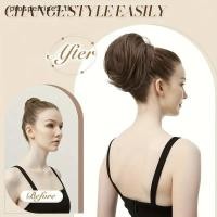 ราคา [PPTH] Synthetic Messy Bun Women Straight Short High Ponytail Extension Synthetic Straight Claw Clip Chignon Natural Hairpieces [MOTOR] (51109228806)