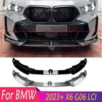 ราคา For BMW 2023+ X6 G06 LCI M Sport Car Gloss Black Or Carbon Look Front Bumper Lip Spoiler Splitter D (47352569887)