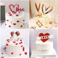 ราคา ป้ายปักเค้กวาเวนไทน์ ที่ปักเค้กรูปหัวใจ ป้ายLOVE หัวใจ (11284489972)