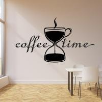 ราคา สติ๊กเกอร์ติดผนังกาแฟคาเฟ่ตกแต่งไวนิลรูปลอกผนังกาแฟแบ่งห้องนาฬิกาทรายถ้วยชาสติ๊กเกอร์ติดผนัง (55352116384)