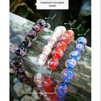 ราคา 1 string 32 รายการผู้ผลิตร้านทองฮ่องกงสร้อยข้อมือวัสดุ Lampwork Rose แก้วลูกปัดรอบ dia 10 มม. (9430014859)