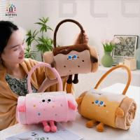 ราคา WILLIS ผ้าห่มงีบ, ผ้าห่มม้วนพับได้อุ่นการ์ตูน, Cozy 2 in 1 หมอนตุ๊กตามือถือผ้าห่มบ้าน (48408627794)