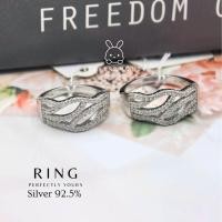 ราคา แหวนเงินแท้ 92.5% ลายเส้นโค้ง ฝั่งเพชร cz สวยมาก (584712389)