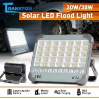 ราคา 20W 30W Solar LED Flood Lightไฟสปอร์ตไลท์แบบพกพา ไฟตั้งแคมป์กันน้ำ แบตเตอรี่พลังงานแสงอาทิตย์ ชาร์จ USB ปรับแสงได้ 4 สี (56110956516)