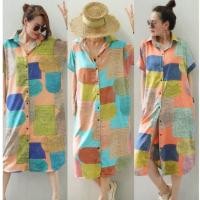 ราคา Graphic boho dress เดรส เดรสเชิ้ตตัวยาว แขนสั้นแต่งกระดุมเรียงเม็ด ผ้าไหมอิตาลีพิมลายกราฟฟิก มีกระเป๋า2ข้าง Clothing (25879699932)