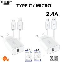ราคา ชุดชาร์จ หัวชาร์จ 2.4A 1 พอร์ต พร้อมสาย Type-C / Micro USB ชาร์จเร็ว Fast Charge อะแดปเตอร์ USB ของแท้ พร้อมส่ง (49853264784)