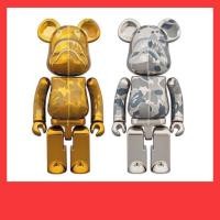 ราคา [ของแท้ มือ 1, year 2018] MEDICOM BE@RBRICK : Bearbrick 200% B@PE Chogokin BAPE CAMO SHARK GOLD & SILVER Set (4217415190)