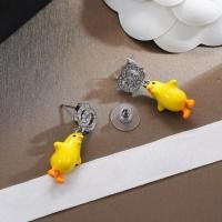 ราคา LVZO Ch*** 2026New cute cartoon yellow duck earrings with diamonds, versatile and stylish personalized studs for women (50960947869)