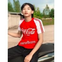 ราคา เสื้อยืดแขนแถบ แขนสโลป ลายโค๊กสุดฮิต (17753044394)