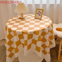 ราคา MUSICMART ผ้าปูโต๊ะ Checkerboard, ผ้าฝ้ายสไตล์เกาหลีผ้าปูโต๊ะลายสก๊อต, INS Colourful กันฝุ่นนุ่มผ้าคลุมโต๊ะโต๊ะกลม (42830397293)