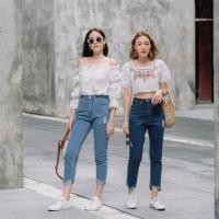 ราคา Sis story กางเกงยีนส์เอวสูง ทรงขาตรง ปลายขาขาดๆเซอร์ๆ ผ้าไม่ยืดSis320 Ashley Jeans (3415258533)